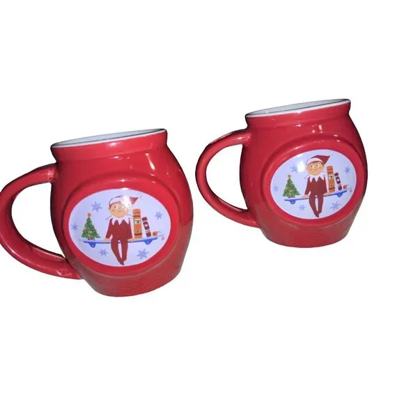 Elf On The Shelf Red Coffee Cocoa Mug Elf Christmas Tree Snow Cup 2015 - Picture 1 of 10